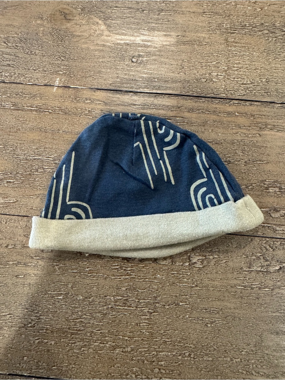 Carter's Navy Patterned Reversible Beanie with Cream Cuff